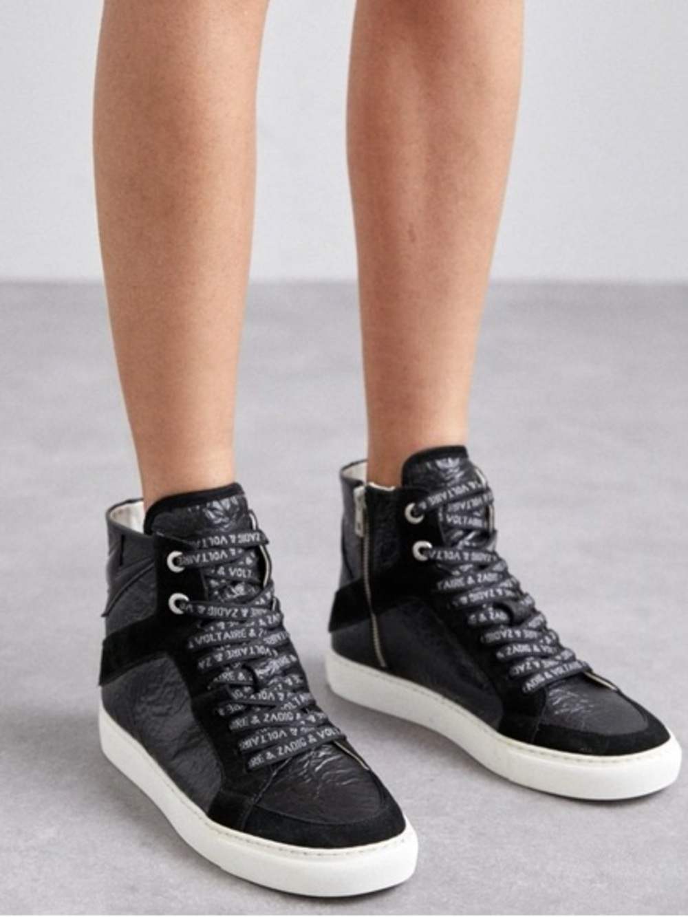 Zadig and Voltaire High Flash High-Top Wrinkle Sneakers